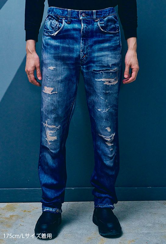 トーキングアバウト ジ アブストラクション 25AW DENIM PRINT FLEECE LINING STRIGHT PT(2526AW-PT-001F)BLUE☆新作発売！