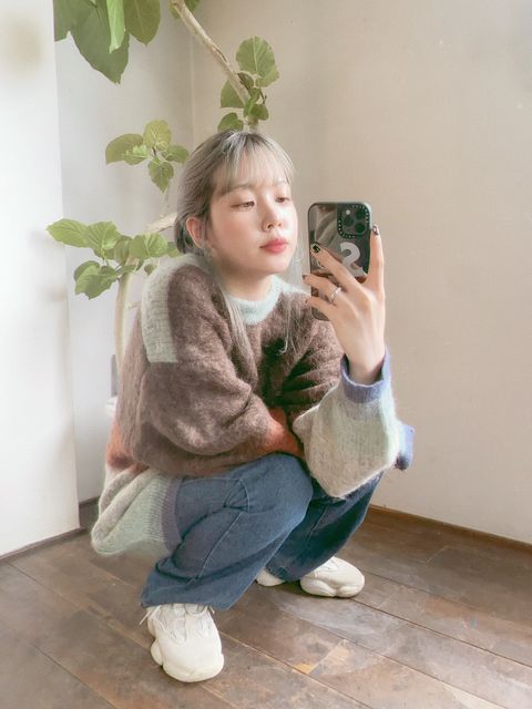 YOKE 新作MOHAIR BORDER CREWNECK SWEATER style.2023.8.27