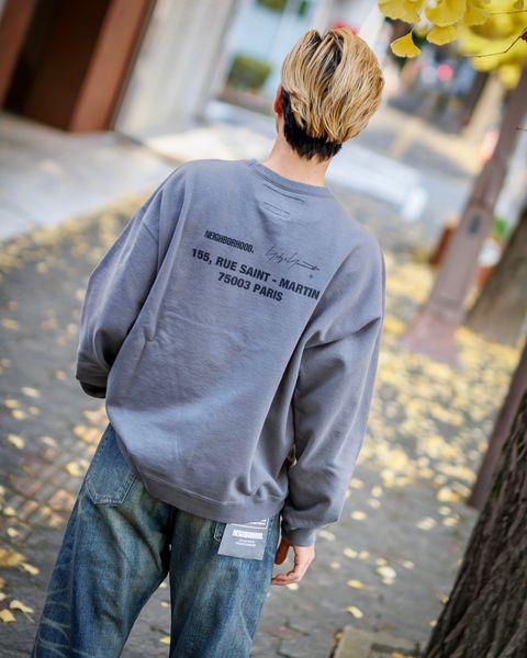 yohji yamamoto x NEIGHBORHOOD SWEAT SHIRT LS (GRAY)スタイル