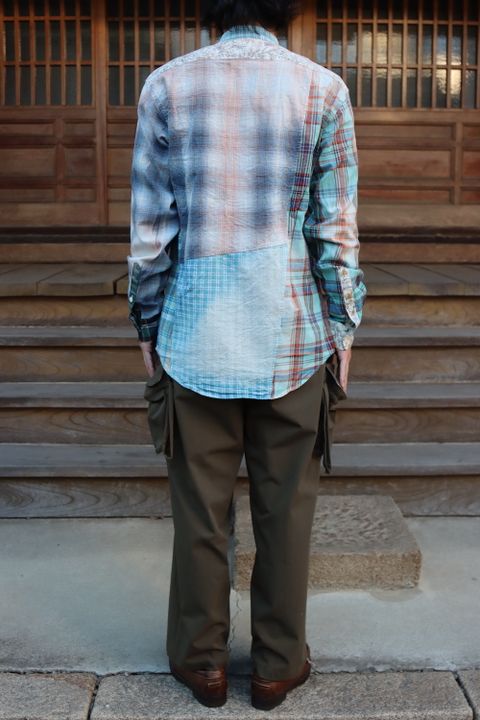 KHOKI Washi knit cardigan(22SS-K-03),Madras check shirt(22SS-B-03) style. 2022.02.21.