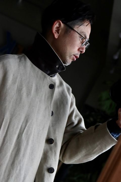 A.PRESSE Linen Half Coatスタイル