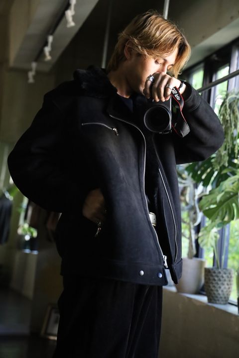 Graphpaper Sheep Mouton Aviator Jacket スタイル