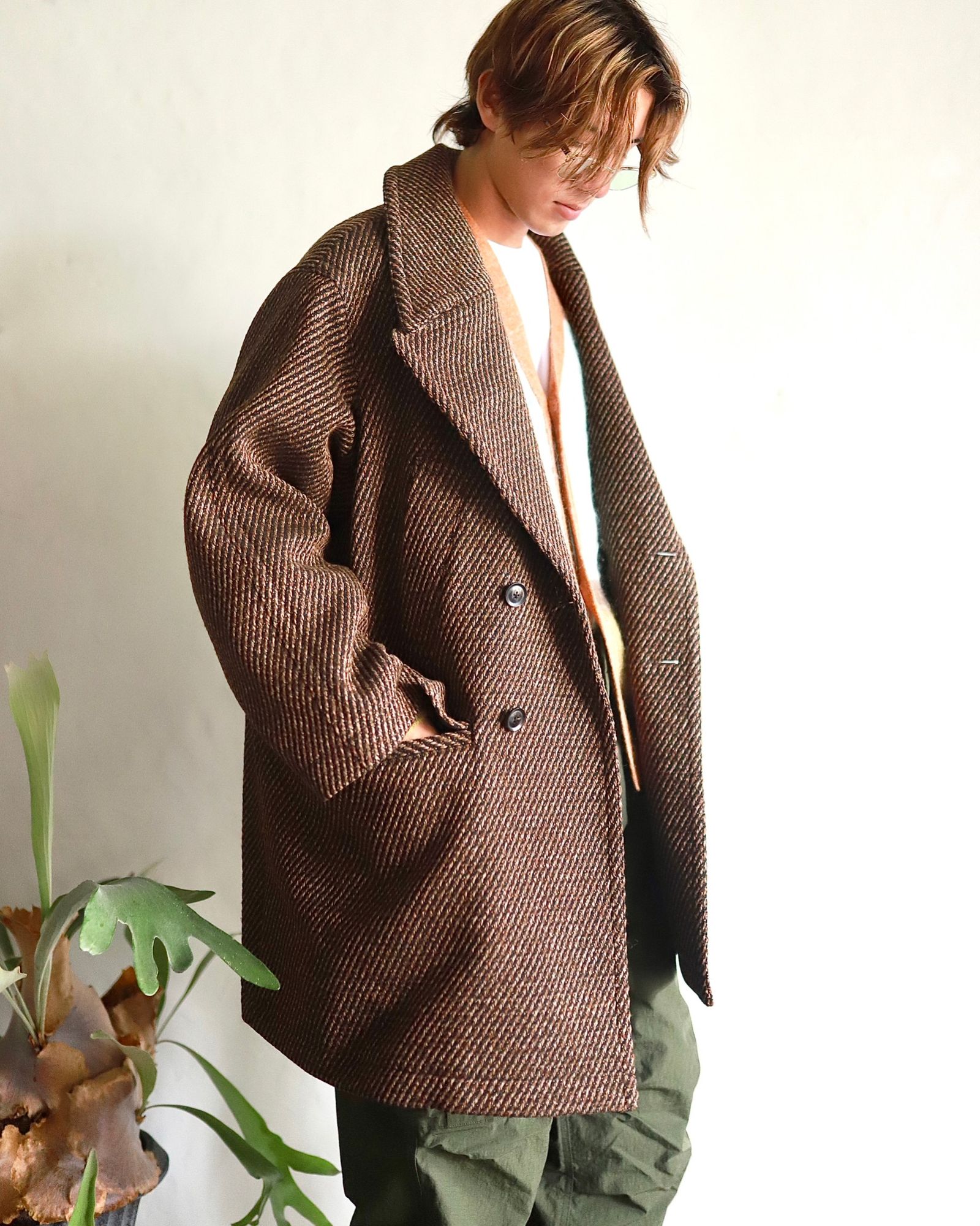 YOKE - ヨーク23AW DOUBLE BREASTED HALF COAT(YK23FW0515C)BROWN☆8月