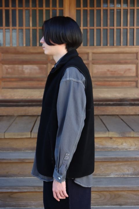 Graphpaperb Wool Boa Zip-Up Vest(GU213-70205B) style.2021.10.10