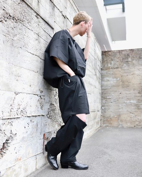 S.F.C 23SS HALF ZIP NYLON SHIRT"BLACK"スタイル
