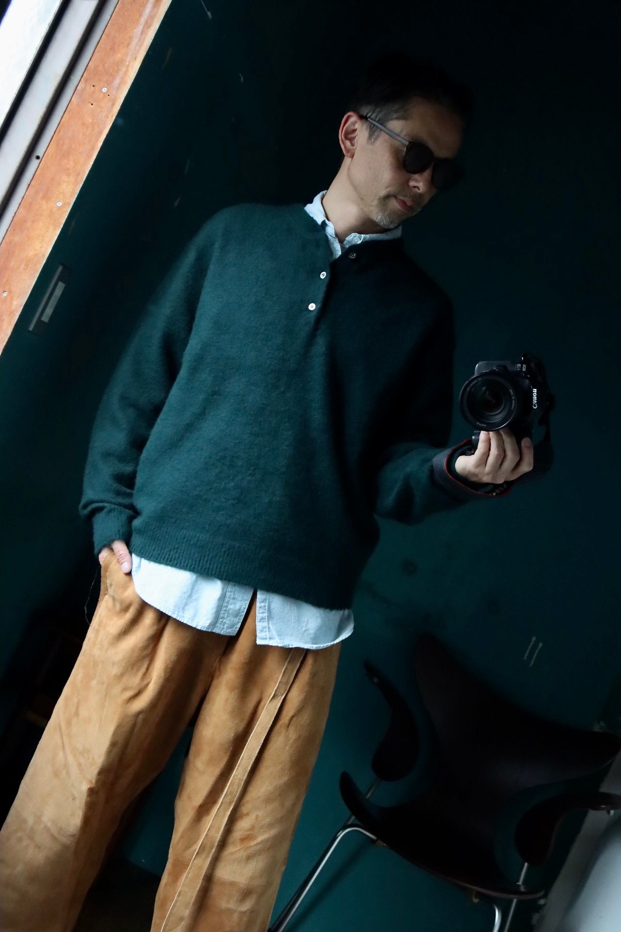 アプレッセ 2025 STYLE2 Cashmere Middle Gauge Henley Neck Sweater(25AAP-03-14)GREEN