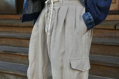 yohji yamamoto リネンジョッパーズパンツ(HD-P47-303-1A) style.2021.4.9.