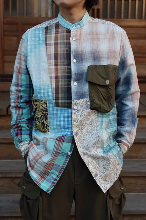 KHOKI Washi knit cardigan(22SS-K-03),Madras check shirt(22SS-B-03) style. 2022.02.21.