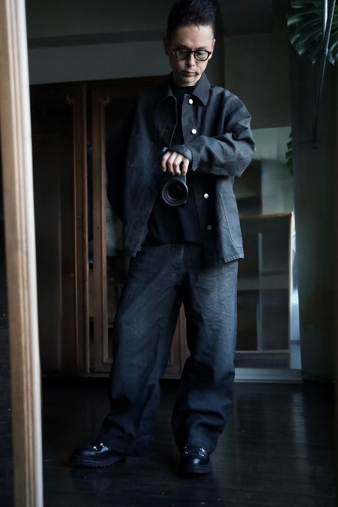 A.PRESSE Vintage Black Linen Coverall – unexpected store