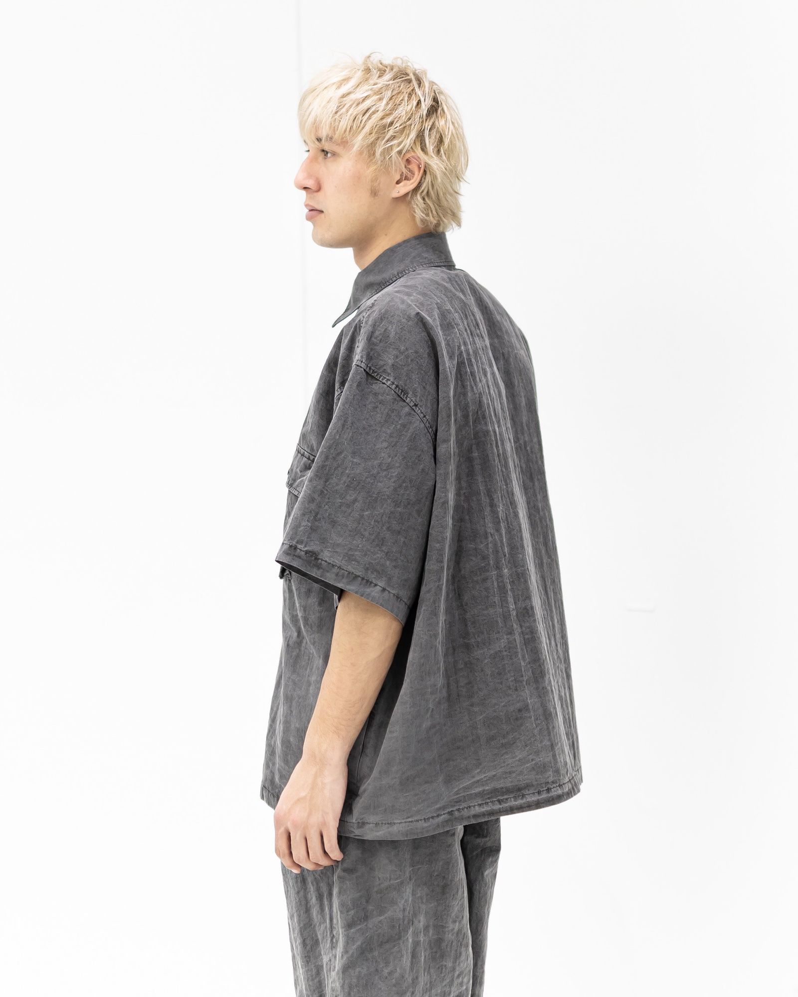 イズネス 26SS シャツ Pigment-Dyed Short-Sleeve Shirt(26SS_09_1008SSSH04-1) BLACK ☆新作発売！