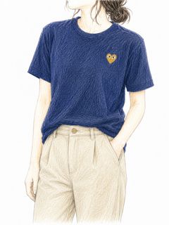 プレイコムデギャルソン ワンポイントTシャツ (NAVY×GOLD HEART )7月2日(木)再入荷！