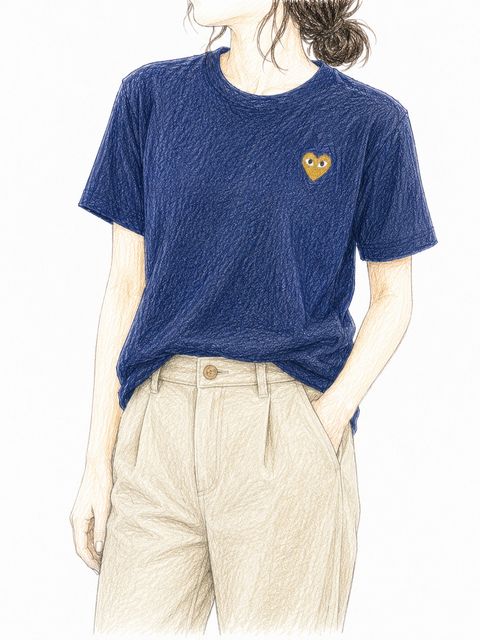 プレイコムデギャルソン ワンポイントTシャツ (NAVY×GOLD HEART )7月2日(木)再入荷！