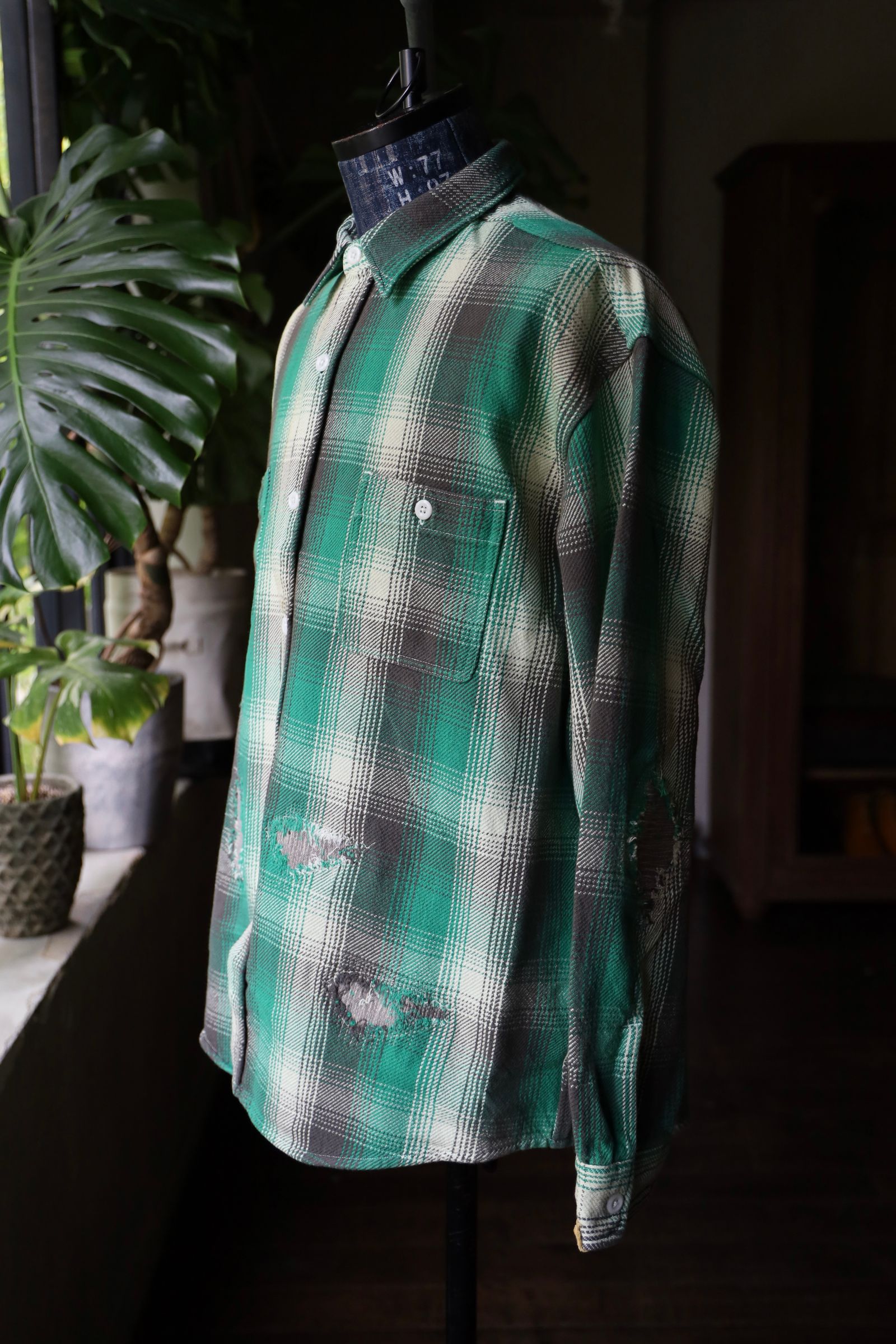 BOW WOW バウワウ HEAVY WEIGHT FLANNEL SHIRTS AGING (BW242-HWFSA)GREEN×WHITE AGING☆10月26日(土)11:00発売！