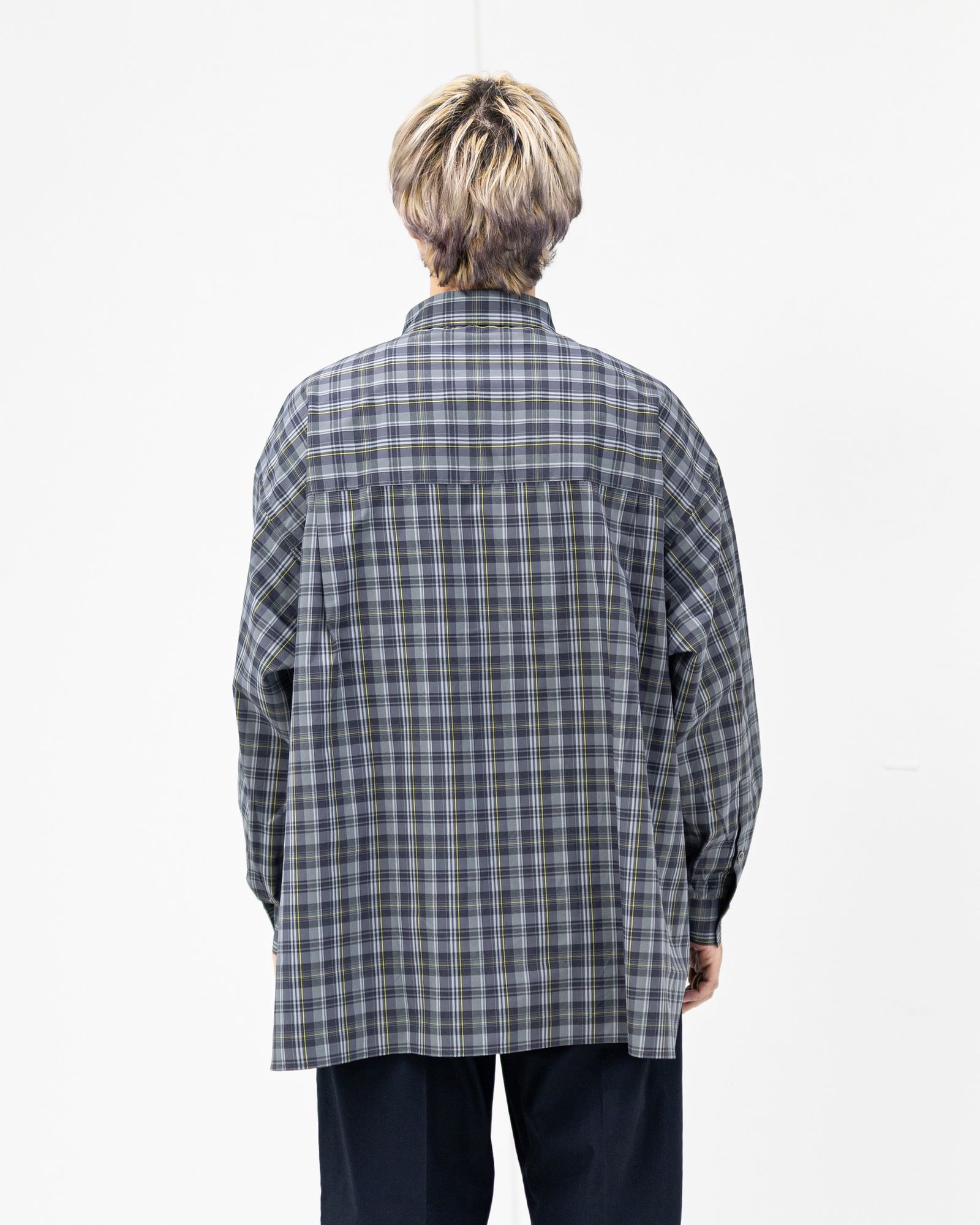 フレッシュサービス MADRAS DRY TECH REGULAR COLLAR SHIRT (FSC261-50251)GRAY