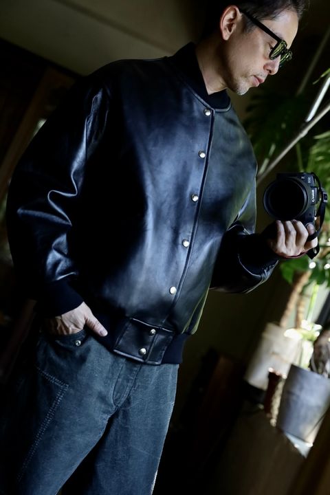 A.PRESSE Leather Award Jacketスタイル.2024.8.10.