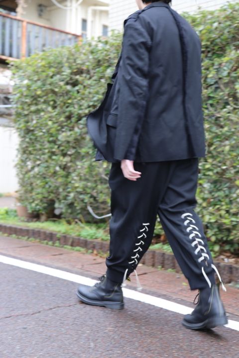yohji yamamoto W-ヒモ開きレースアップパンツ(HD-P56-100) style.2021.1.24.