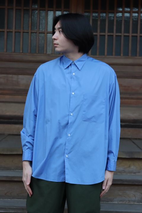 Graphpaper 22SS Broad L/S Oversized Regular Collar Shirt"BLUE".style