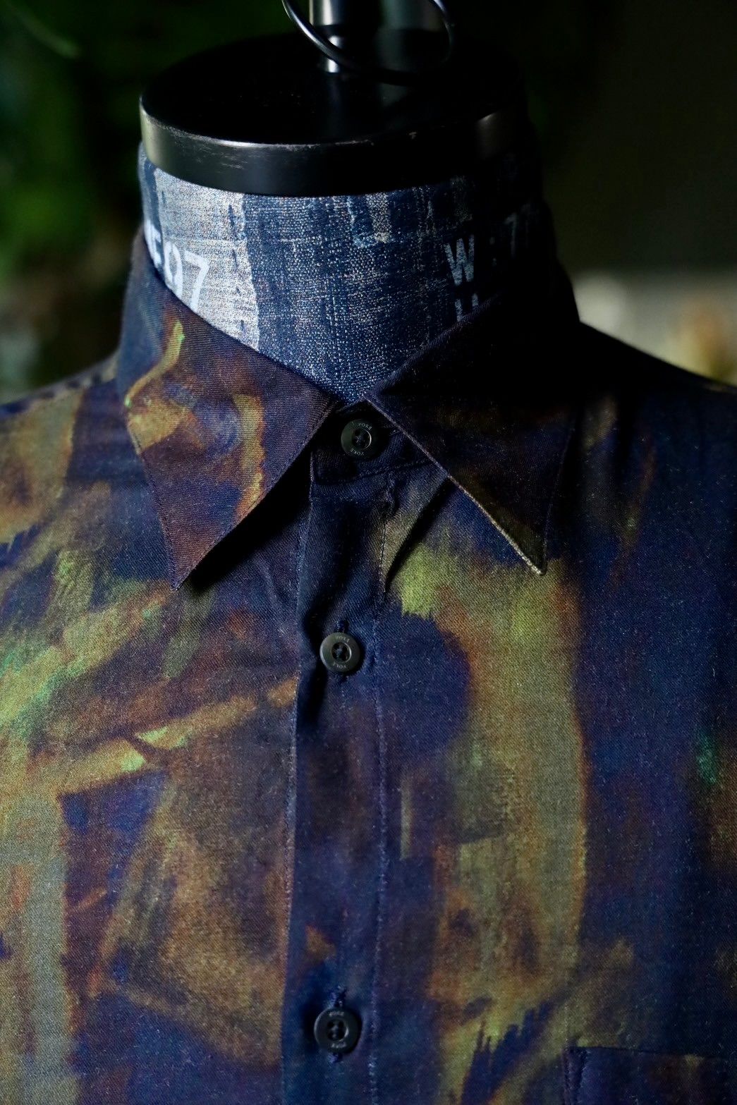 ヨーク24FW PATTERNED REGULAR COLLAR SHIRT(YK24FW0797SH)NAVY