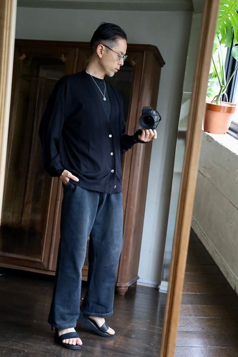 A.PRESSE 2025 STYLE2 Wool Cotton High Gauge Cardiganスタイル