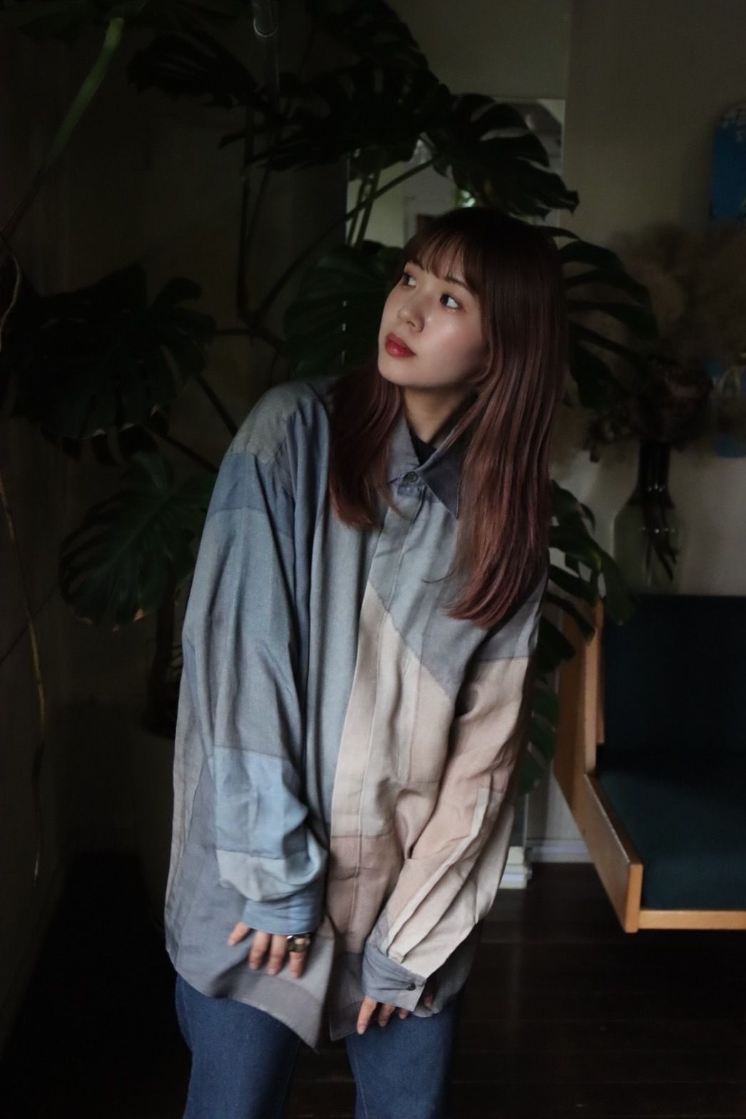 YOKE PRINTED REGULAR COLLAR SHIRT"NAVY"スタイル