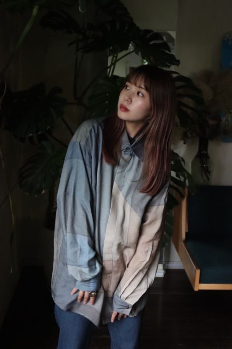 YOKE PRINTED REGULAR COLLAR SHIRT"NAVY"スタイル