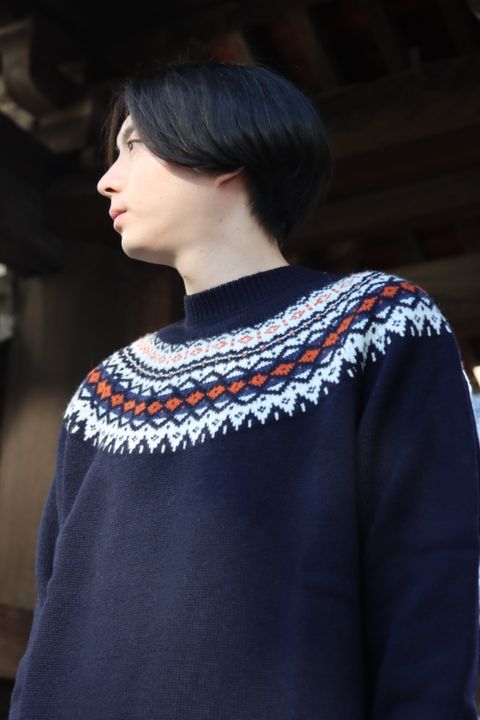JUNYA WATANABE COMME des GARCONS MAN ウールジャガードニット"NAVY"style