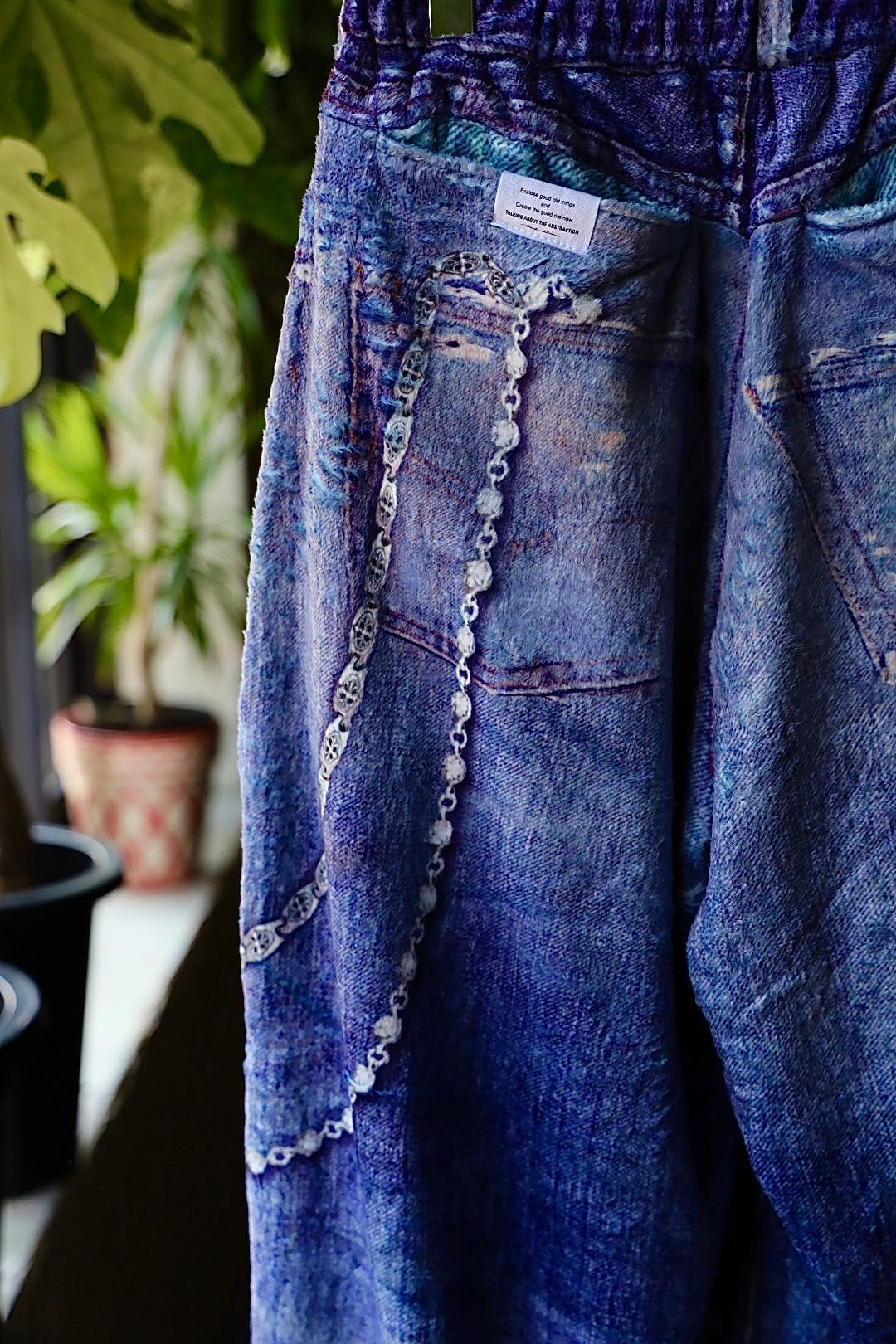 トーキングアバウト ジ アブストラクション 25AW FLEECE DENIM PRINT WIDE PANTS (2526AW-PT-005)BLUE☆新作発売！