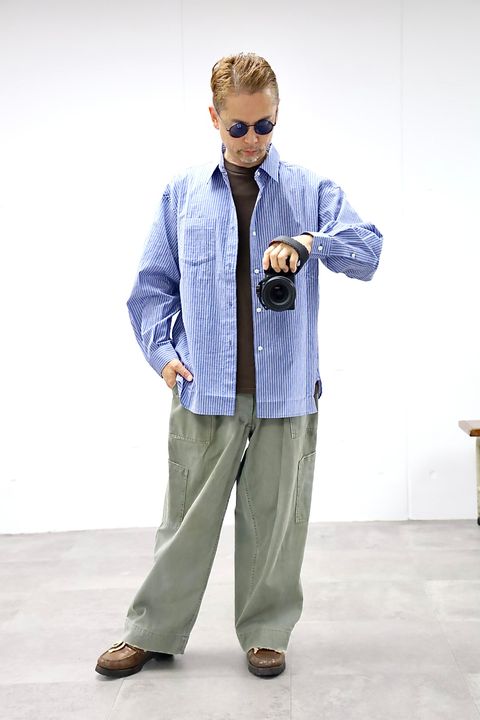 FreshService 26SS HRAFTeX® L/S STRIPE SHIRT"BLUE STRIPE"スタイル