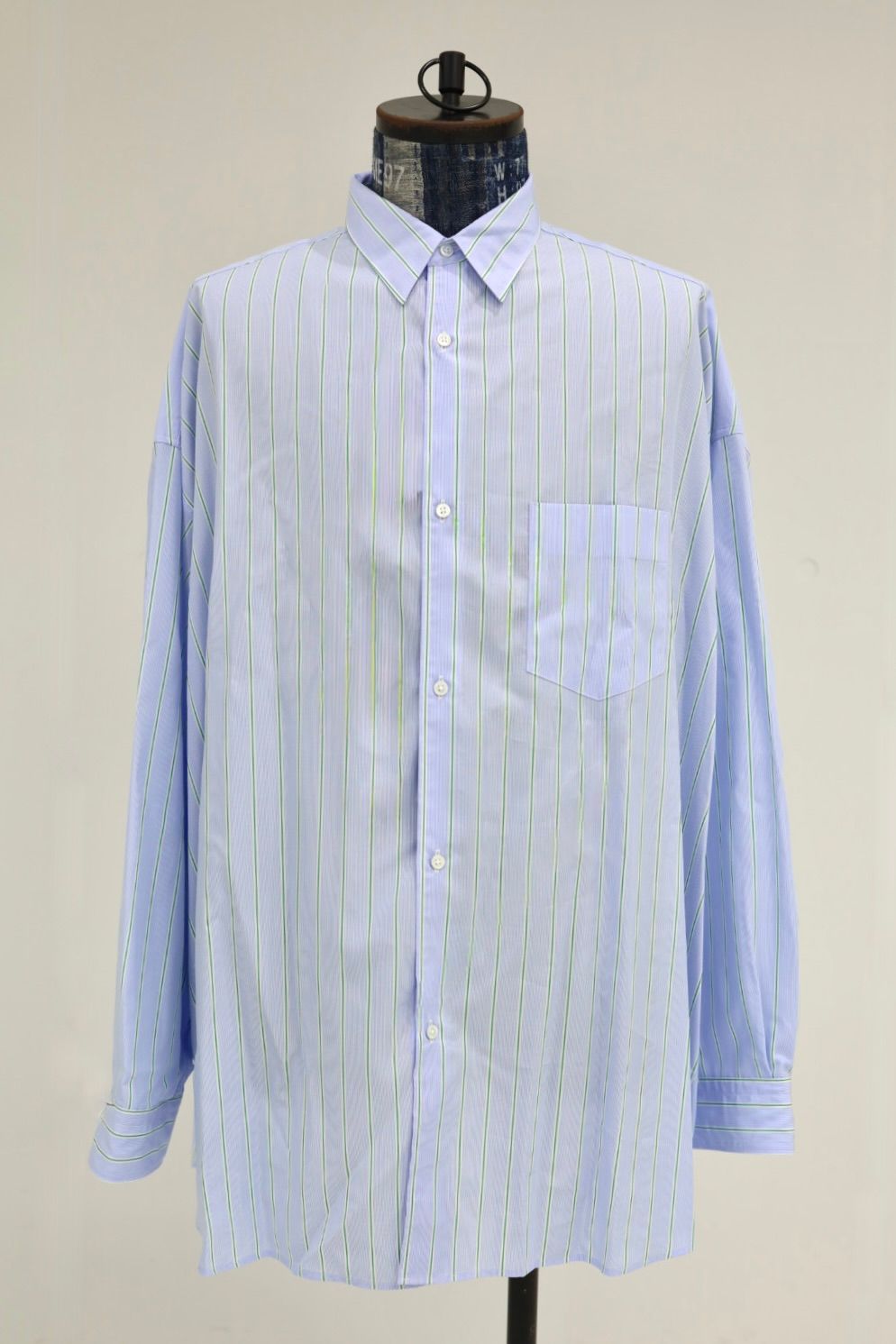 グラフペーパー SIDOGRAS L/S Oversized Regular Collar Shirt(GM262-50027)GREEN PIN STRIPE☆6月6日(土)発売！
