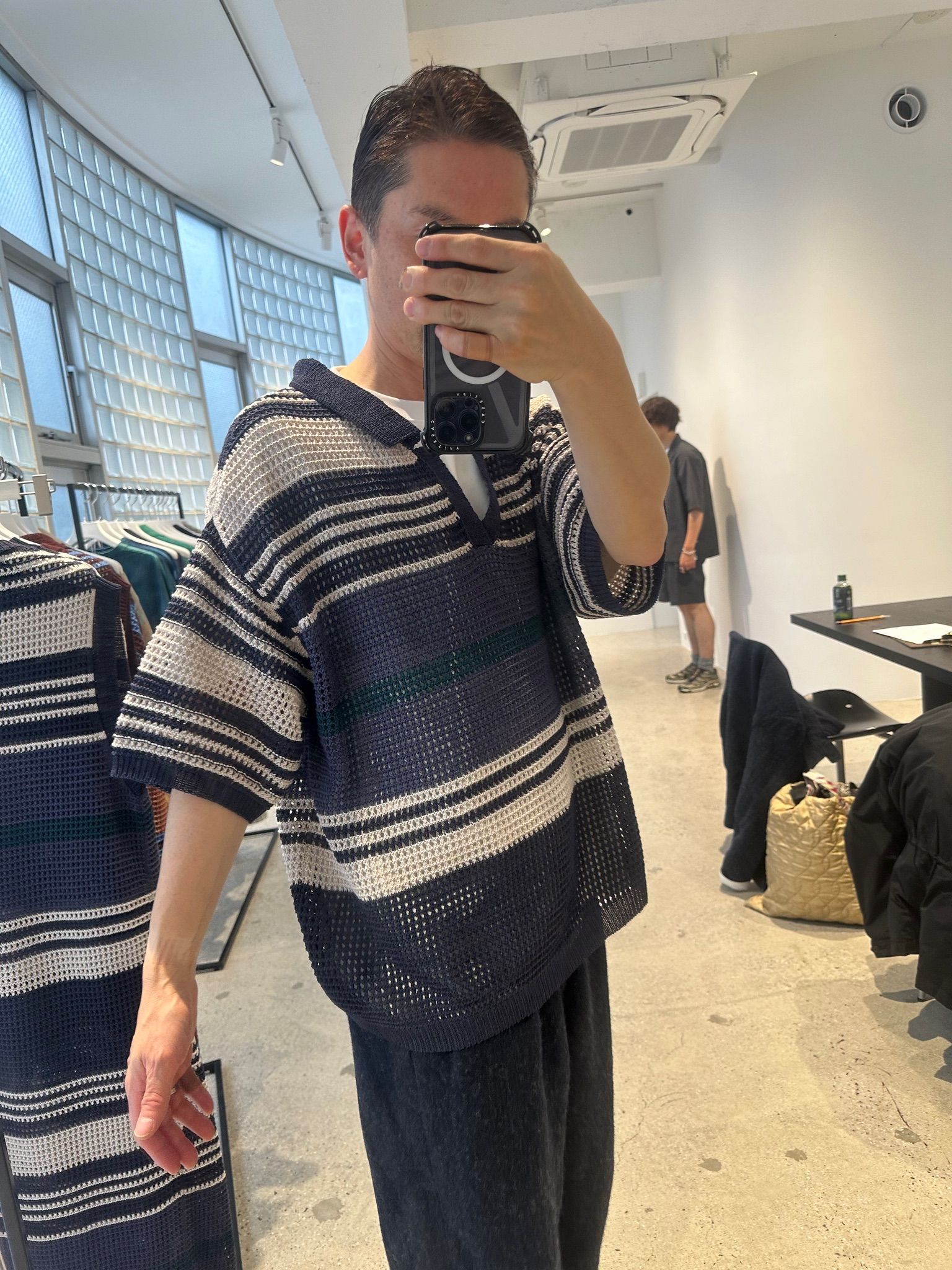 ヨーク24SS BORDER MESH KNIT SKIPPER POLO SHIRT(YK24SS0723S) NAVY×BEIGE☆5月25日(土)発売！