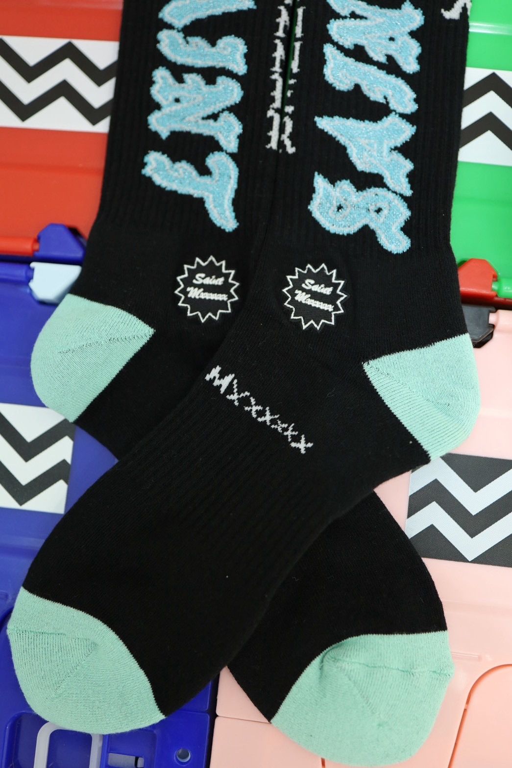 セントマイケル 26SS SAINT SOCKS(SM-MK8-0000-111)BLACK×BLUE☆4月11日(土)発売！