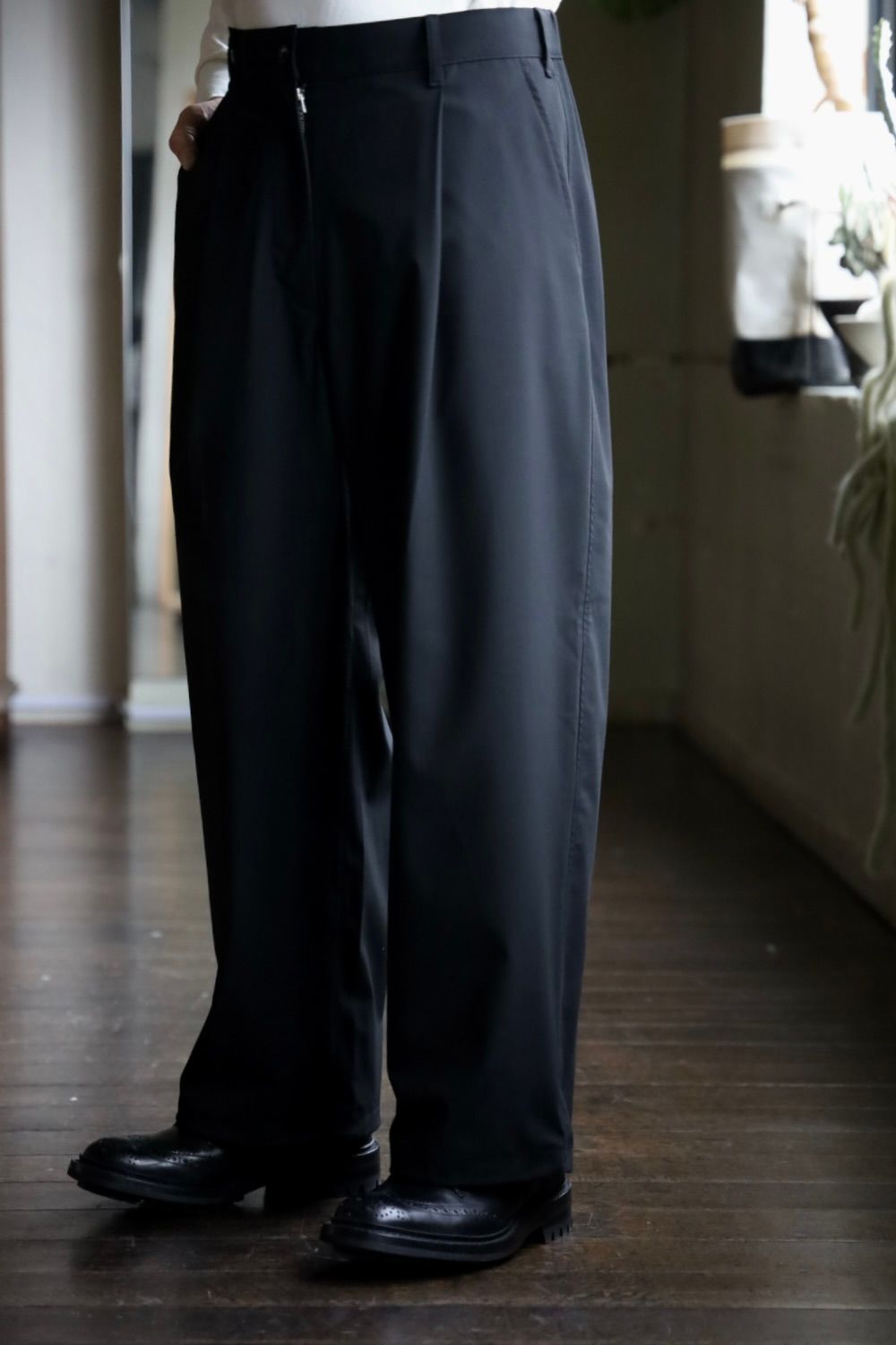 フレッシュサービス WOOLY CLOTH WIDE TROUSERS(FSC251-40109)BLACK