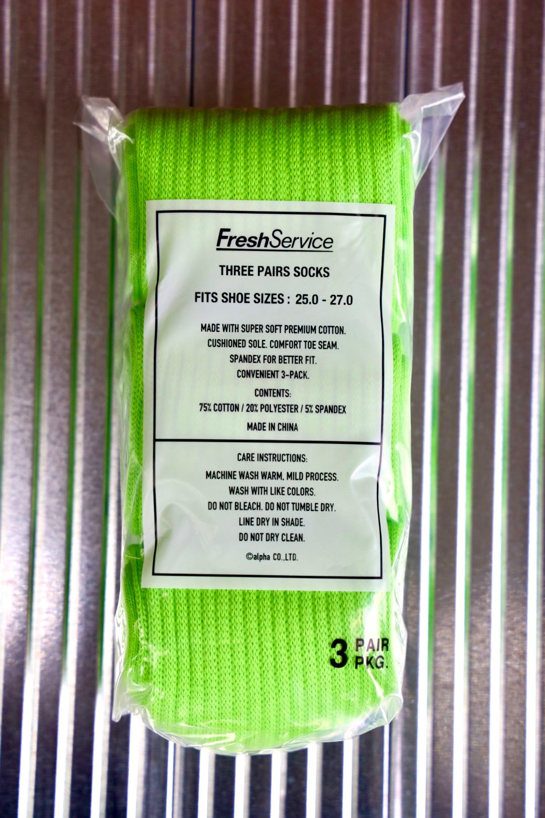 フレッシュサービス ソックス ORIGINAL 3-PACK SOCKS(FSP251-90016B)SAFETY GREEN