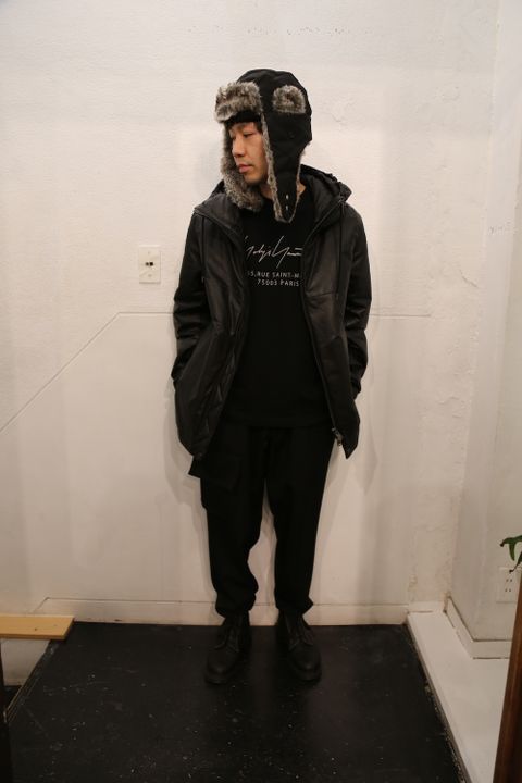 yohji yamamoto FW20トラッパー シグネチャーロゴ"BLACK"Style.2020.11.8.