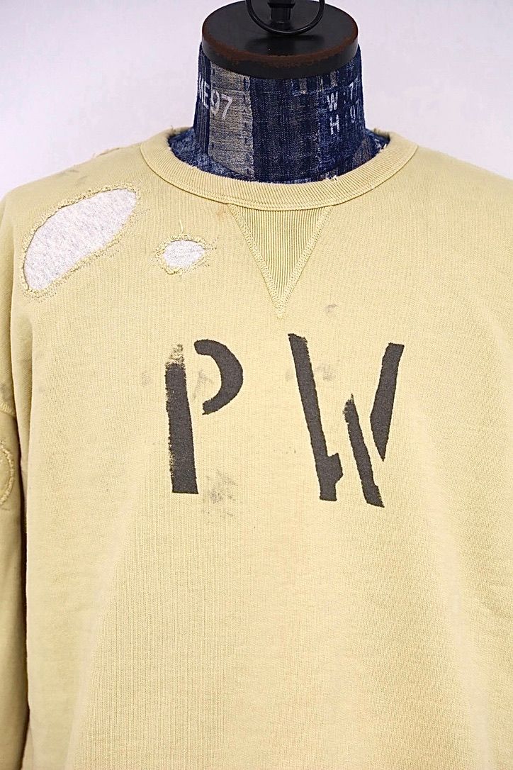 BOW WOW 26FW REPAIRED DOUBLE V SWEATSHIRT - PW(BWU-RDVSP)KHAKI YELLOW