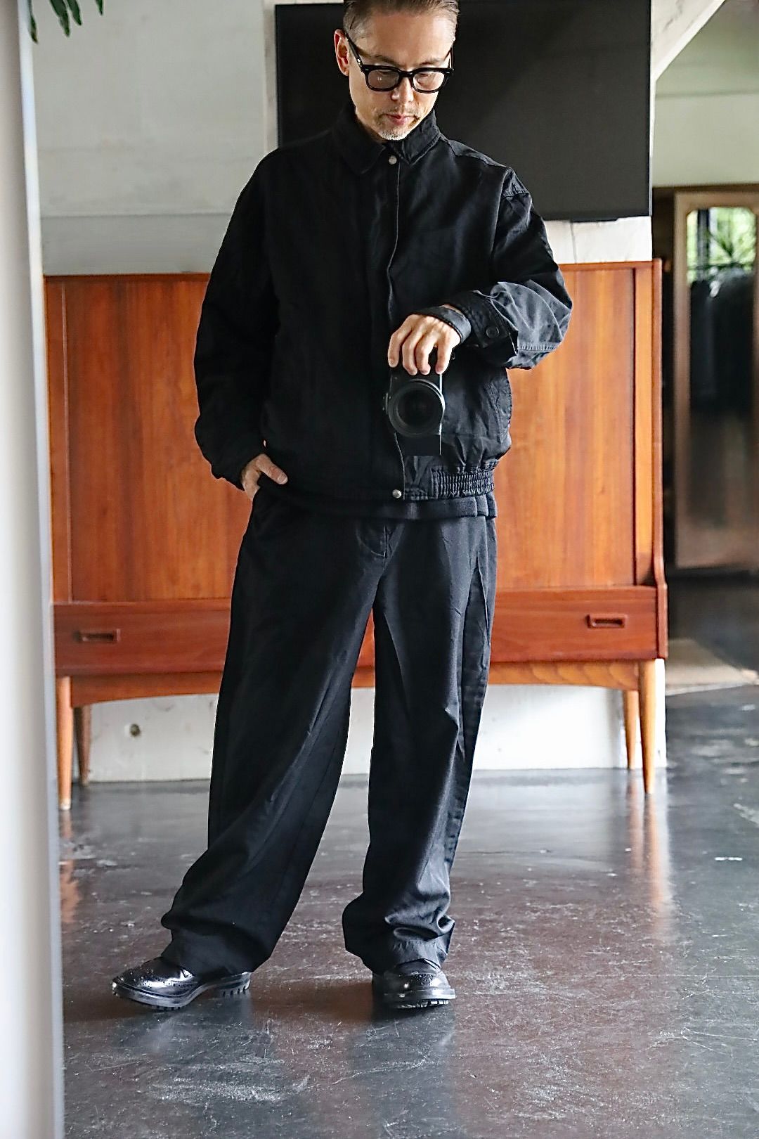 COMME des GARCONS HOMME エステルサージ製品染めブルゾンスタイル.2025.9.5.