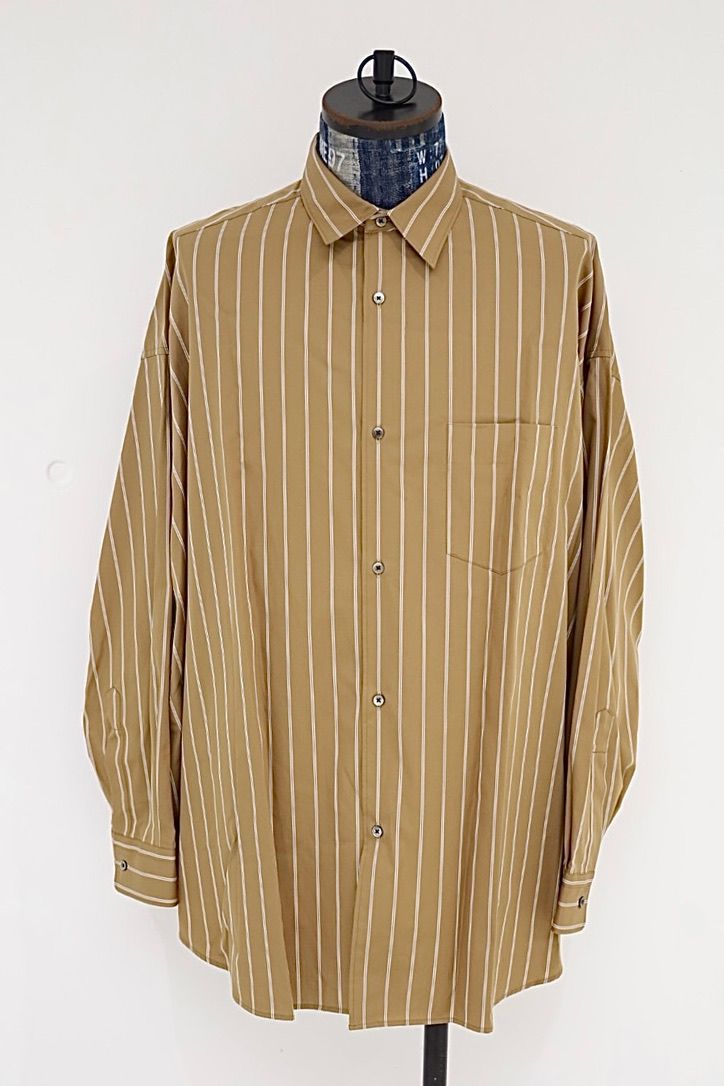 グラフペーパー SIDOGRAS Brown Stripe L/S Oversized Regular Collar Shirt(GM263-50345)BROWN☆8月8日(土)発売！