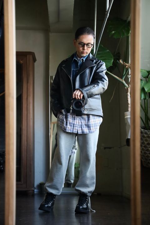 A.PRESSE Vintage Sweat Pants"GRAY"スタイル