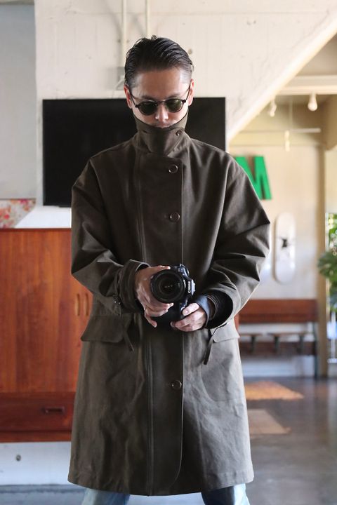 A.PRESSE Motorcycle Half Coat"OLIVE"style.