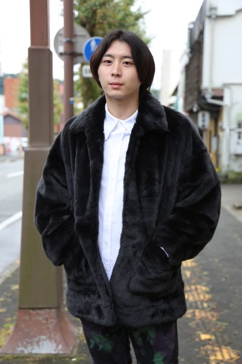 doublet HAND-PAINTED FUR JACKET"BLACK"style.2020.10.17.