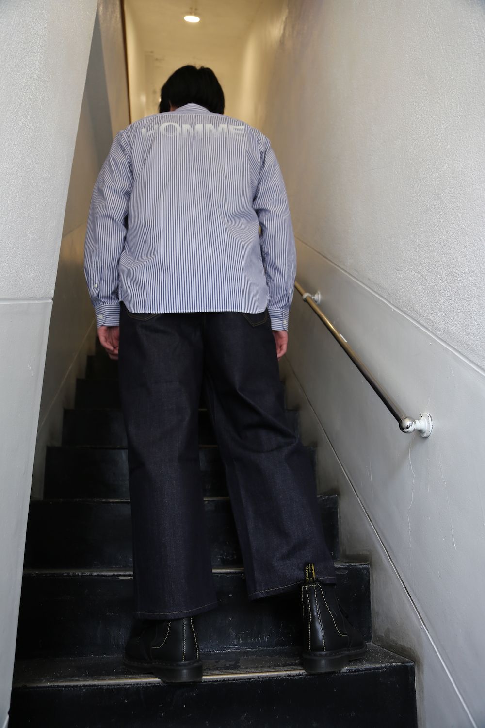 COMME des GARCONS HOMME HOMME刺繍ストライプシャツ(HG-B019-051)style.2021.5.2
