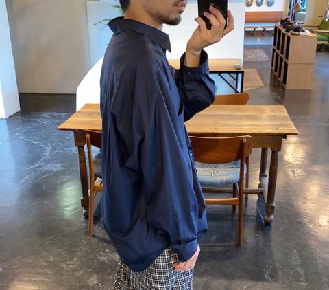 Graphpaper Broad L/S Oversized Regular Collar Shirt"NAVY"Style.2020.7.29.