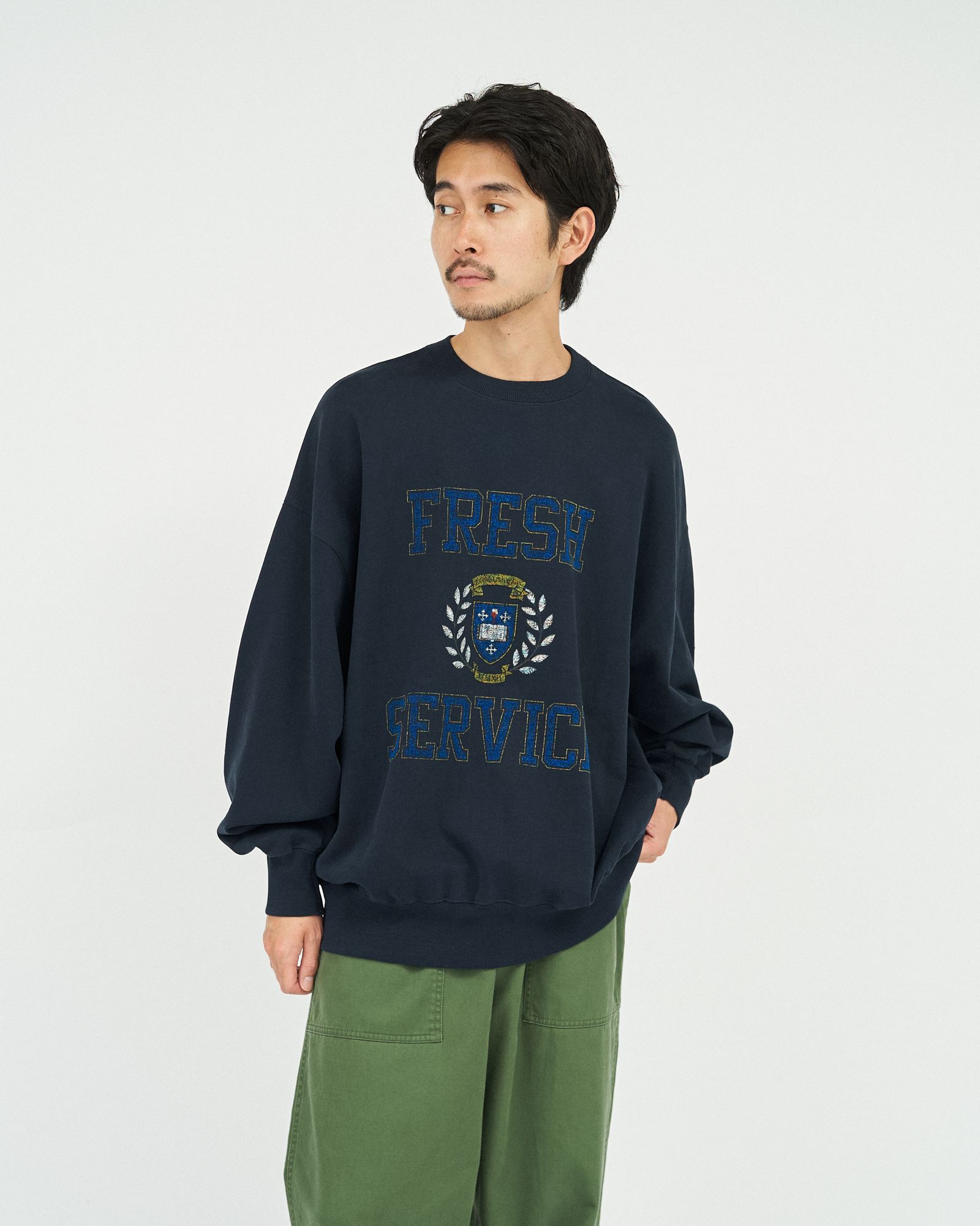 フレッシュサービス LIGHT OZ CREW NECK SWEAT "COLLEGE"(FSC253-70017)NAVY★8月16日(土)発売！