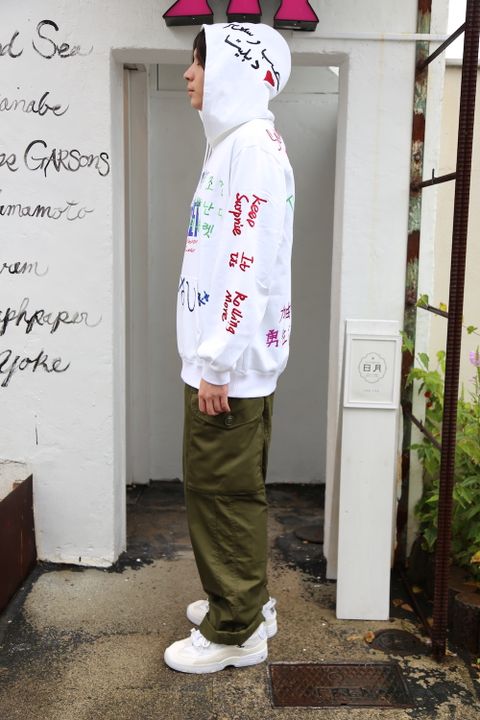 doublet MESSAGE EMBROIDERY HOODIE"WHITE"style.2020.9.12