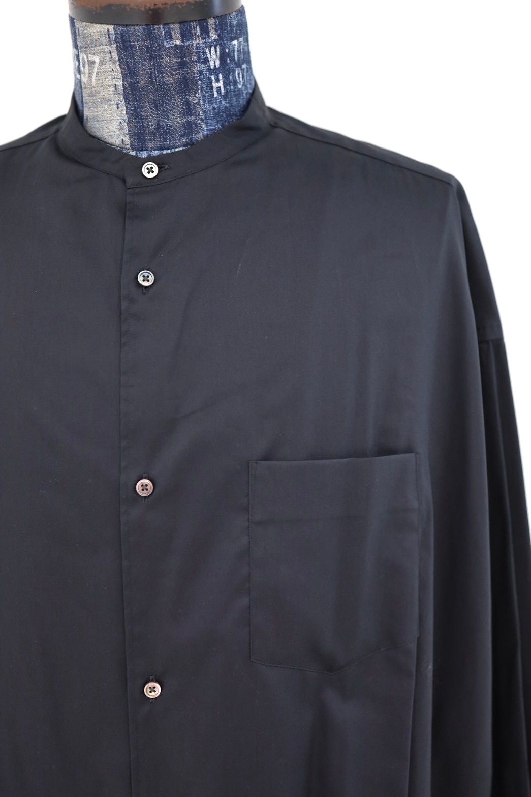 グラフペーパー26SS Silicon Poplin Oversized Band Collar Shirt(GM261-50181)BLACK☆2月28日(土)発売！