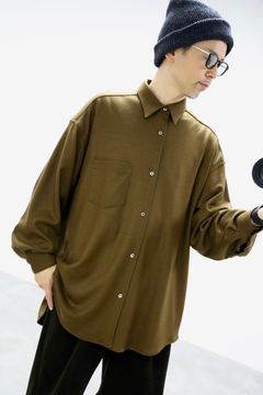 Graphpaper Wool Smooth Flannel Oversized Regular Collar Shirt"BROWN"スタイル.2025.10.7.