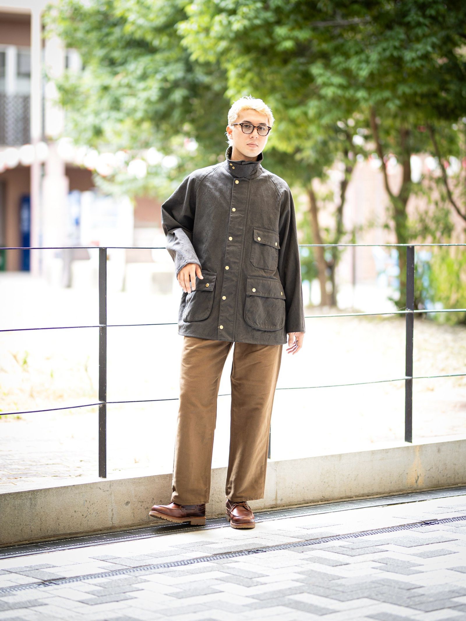 A.PRESSE Vintage Silk Hemp Riding Oiled Jacket スタイル