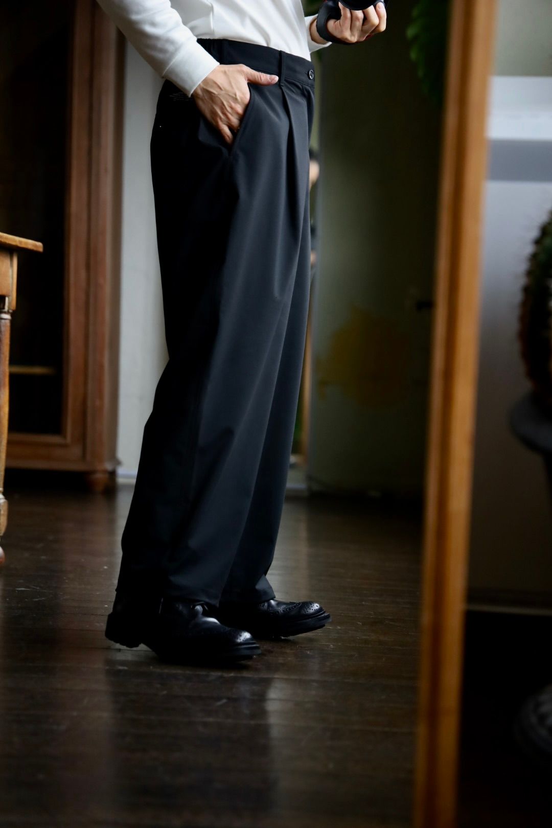フレッシュサービス WOOLY CLOTH WIDE TROUSERS(FSC251-40109)BLACK
