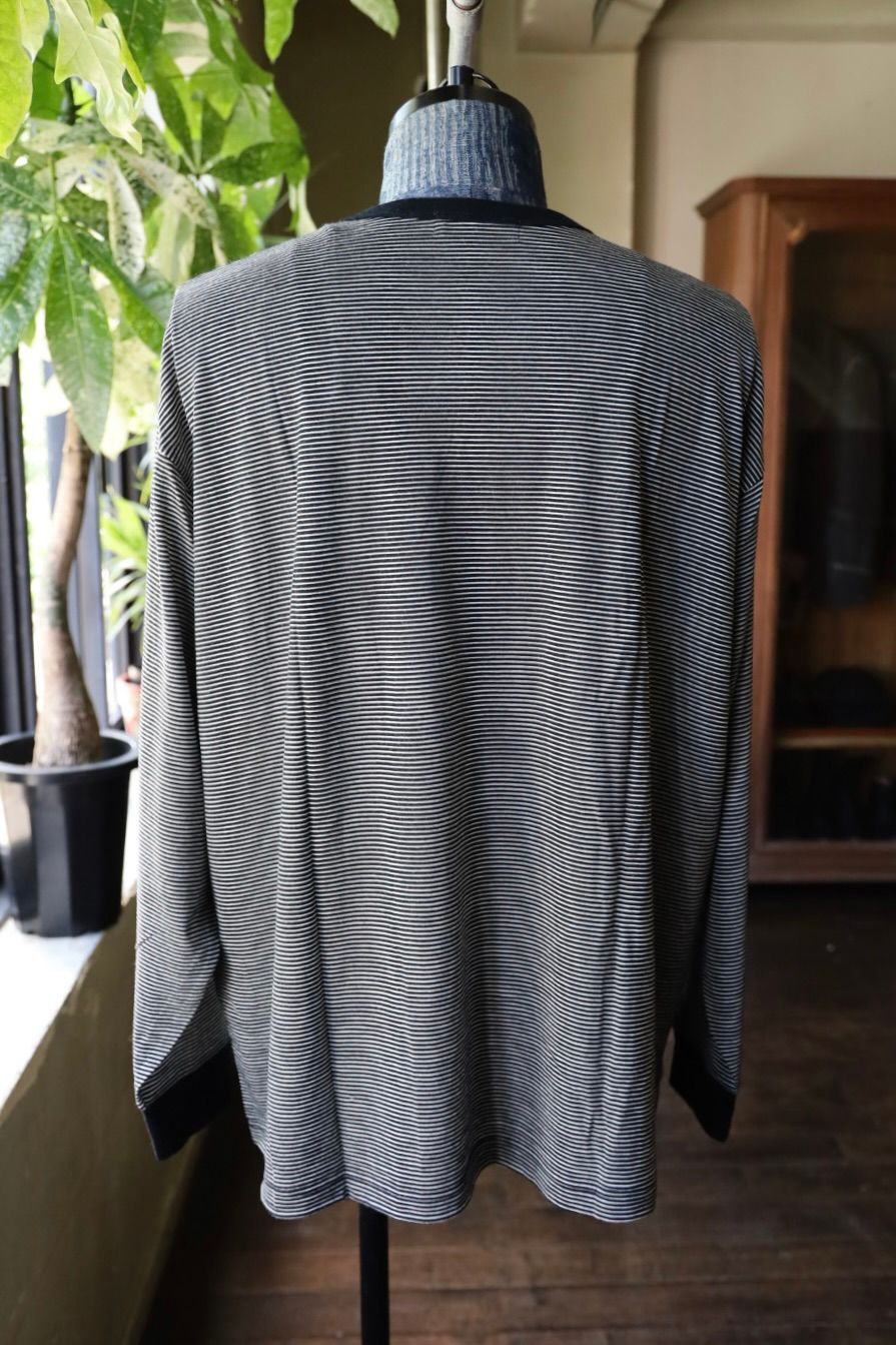 グラフペーパー 25AW Wool Border L/S Tee(GU253-70230B)BLACK×WHITE☆9月6日(土)発売！