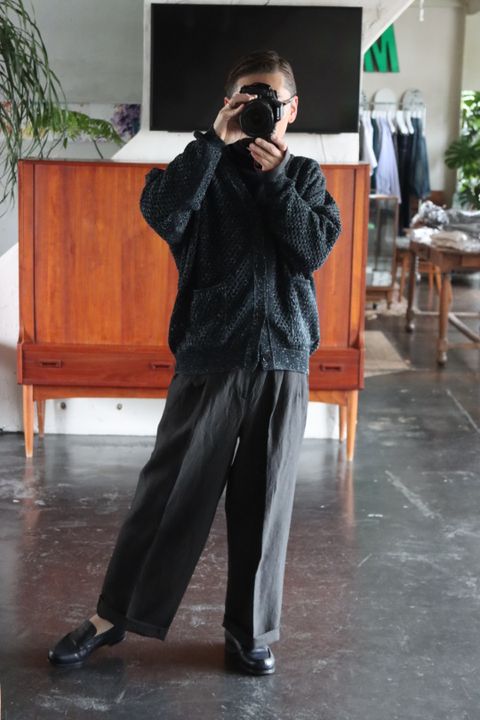 YOKE 22SS MESHED KNIT CARDIGAN"OCEAN NAVY"style.2022.2.21.